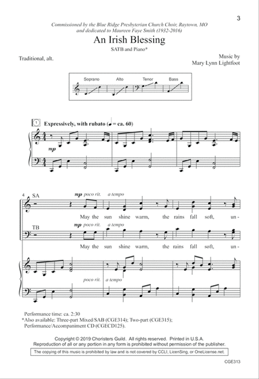 An Irish Blessing - SATB 4-Part scores gallery preview page 3