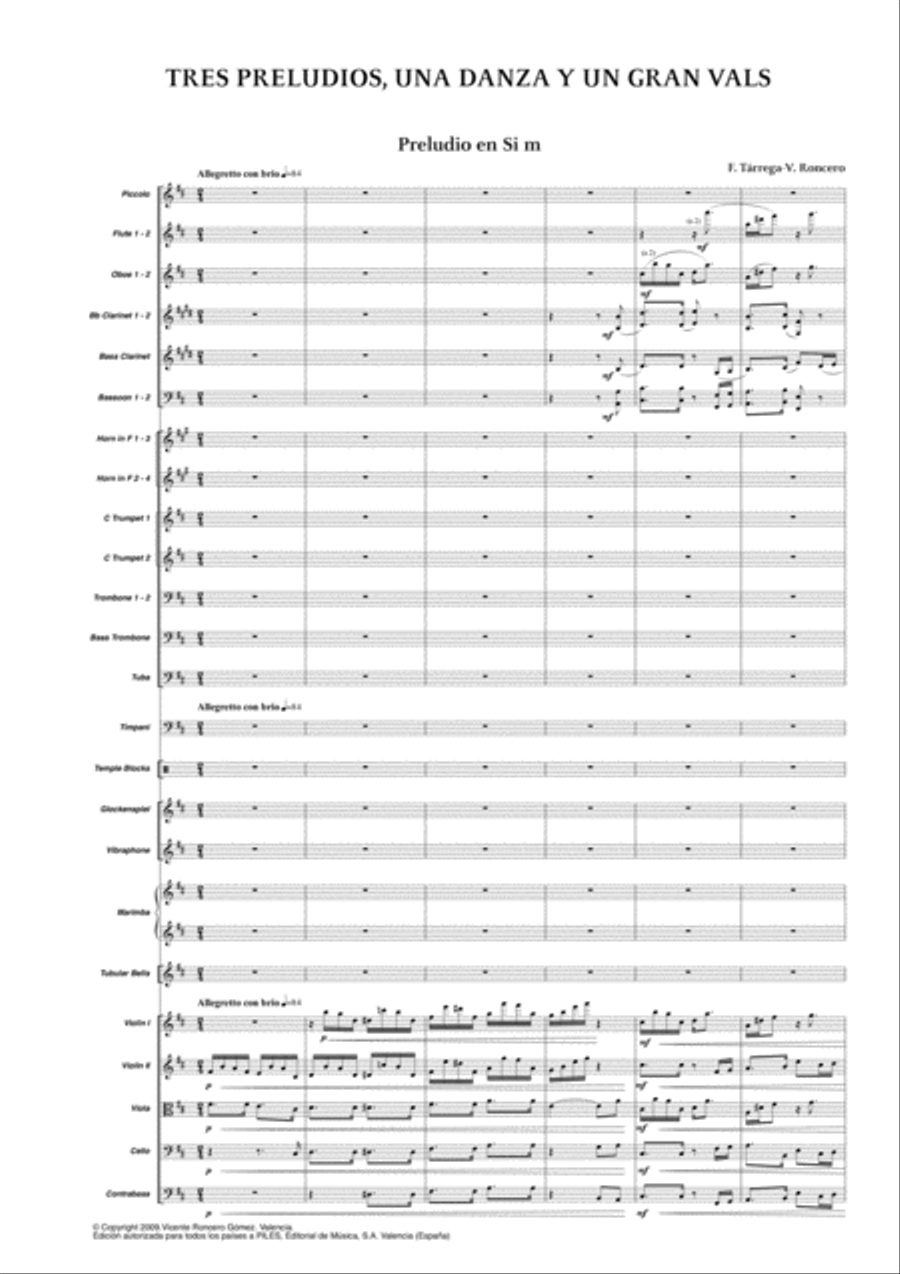 Tres Preludios, una Danza y un Gran Vals Full Orchestra scores gallery preview page 6