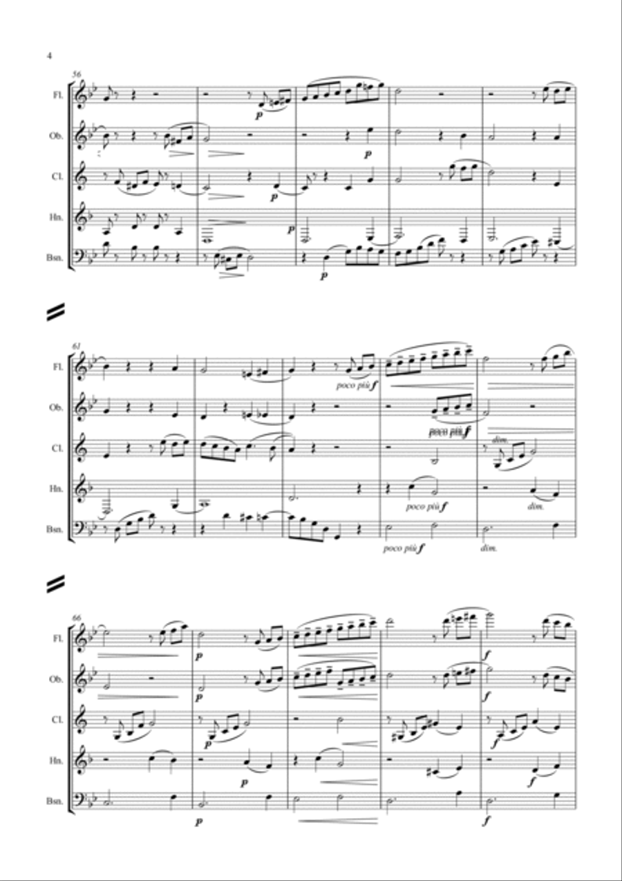Tchaikovsky: The Seasons Op.37a No.6 June (Barcarolle) - wind quintet Woodwind Quintet scores gallery preview page 4