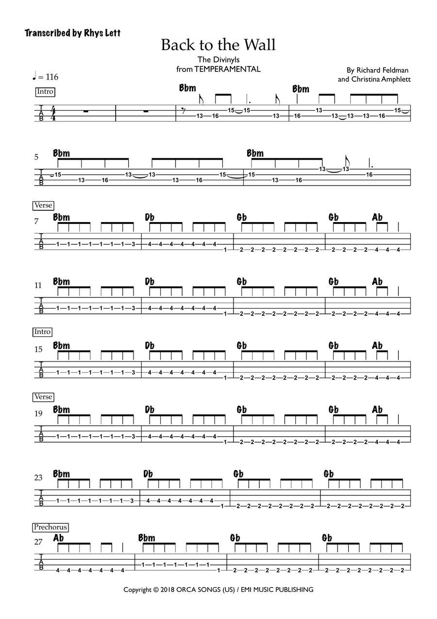 Back To The Wall Guitar Tablature scores gallery preview page 1
