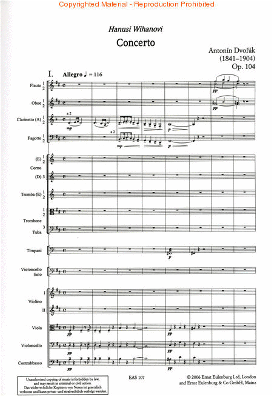 Cello Concerto in B Minor Op. 104 B 191 Orchestra scores gallery preview page 2