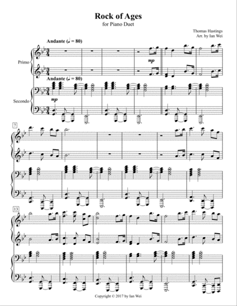 Rock of Ages for Piano Duet 1 Piano, 4-Hands scores gallery preview page 1