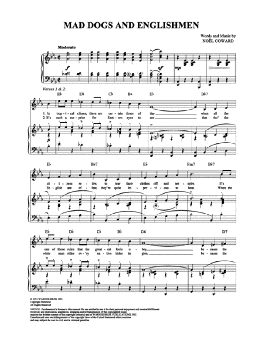 Mad Dogs and Englishmen Piano, Vocal, Guitar scores gallery preview page 1