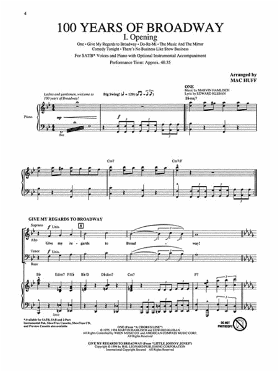 100 Years of Broadway (Medley) 4-Part scores gallery preview page 3