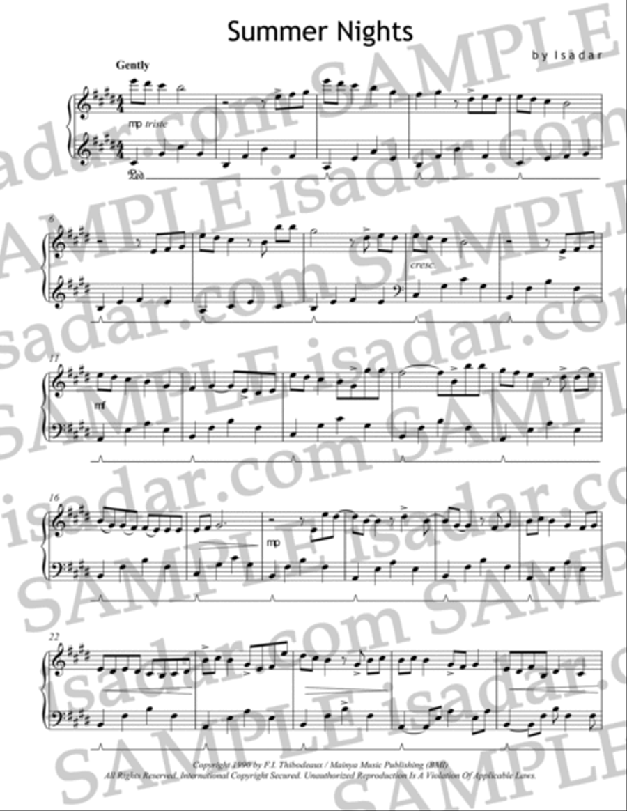 Summer Nights Piano Solo scores gallery preview page 3