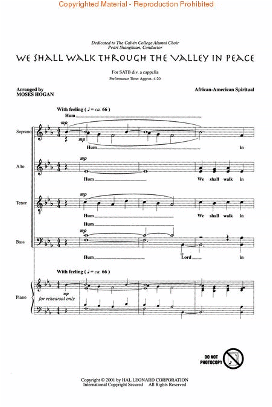 We Shall Walk Through the Valley in Peace 4-Part scores gallery preview page 2
