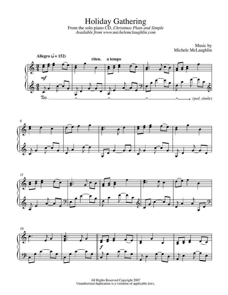 Holiday Gathering Piano Solo scores gallery preview page 1