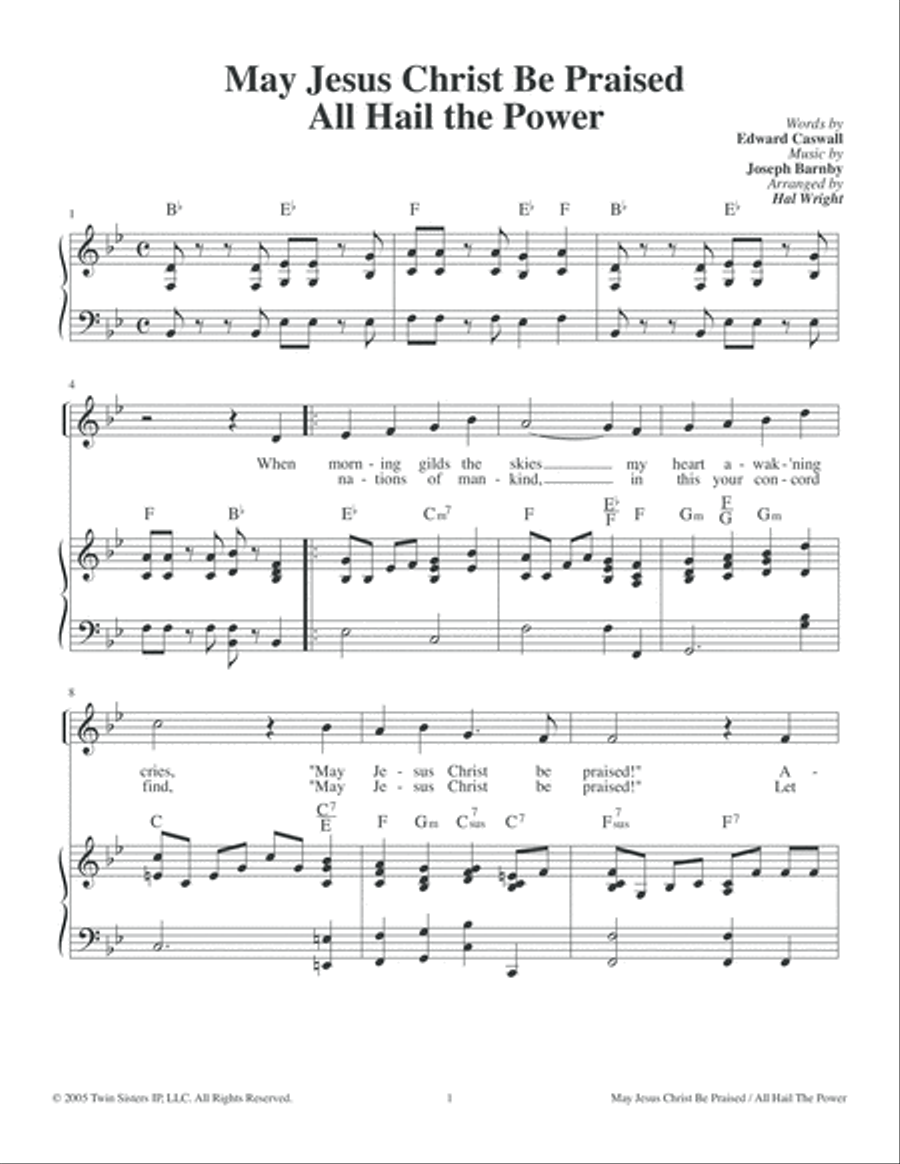 May Jesus Christ Be Praised / All Hail The Power Voice scores gallery preview page 1