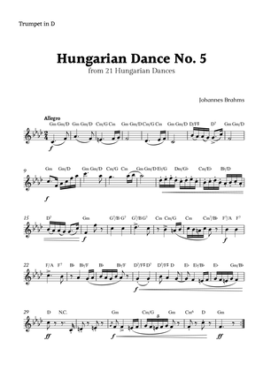 Hungarian Dance No. 5 by Brahms for Trumpet in D Solo