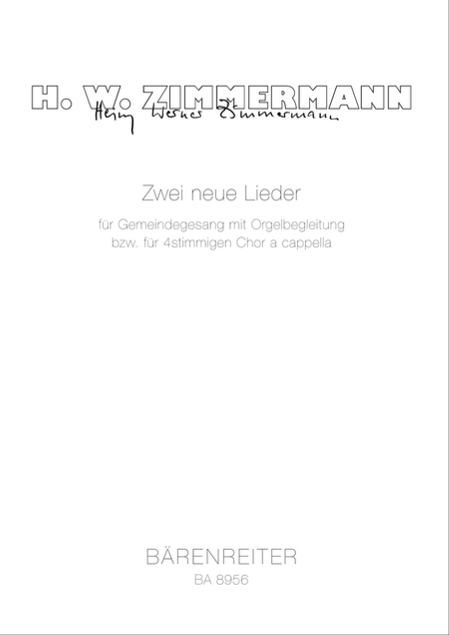 Zwei neue Lieder for Congretational Singing with Organ accompaniment or for four part Choir a cappella 4-Part scores gallery preview page 1