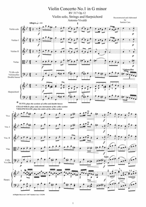Vivaldi - Violin Concerto No.1 in G minor RV 317 Op.12 for Violin, Strings and Harpsichord