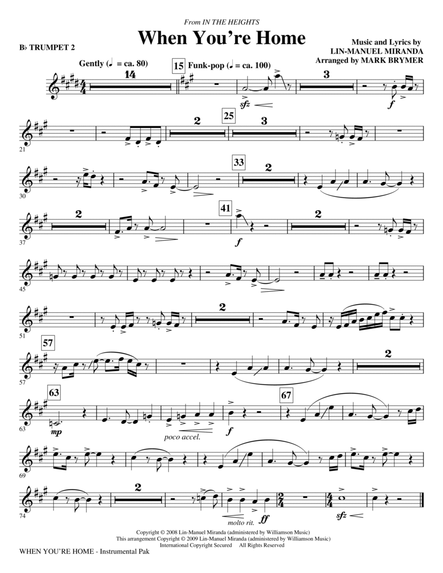 When You're Home (from In The Heights) (arr. Mark Brymer) - Bb Trumpet 2 Choir scores gallery preview page 1