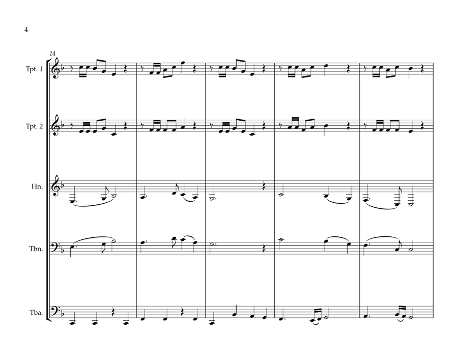 Limburg Provincial Anthem (Limburg, mijn Vaderland - In ’t bronsgroen eikenhout) for Brass Quintet Brass Quintet scores gallery preview page 4