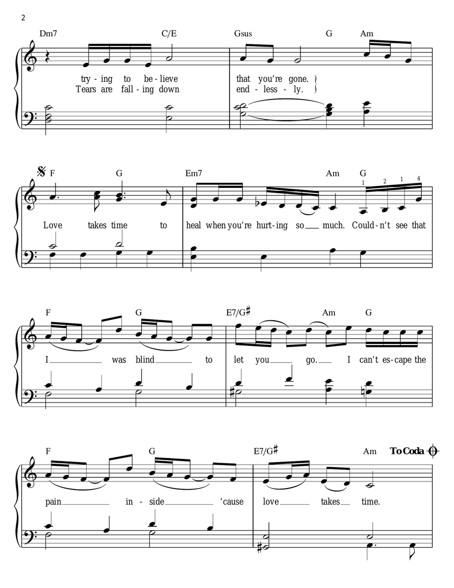 Love Takes Time Easy Piano scores gallery preview page 2