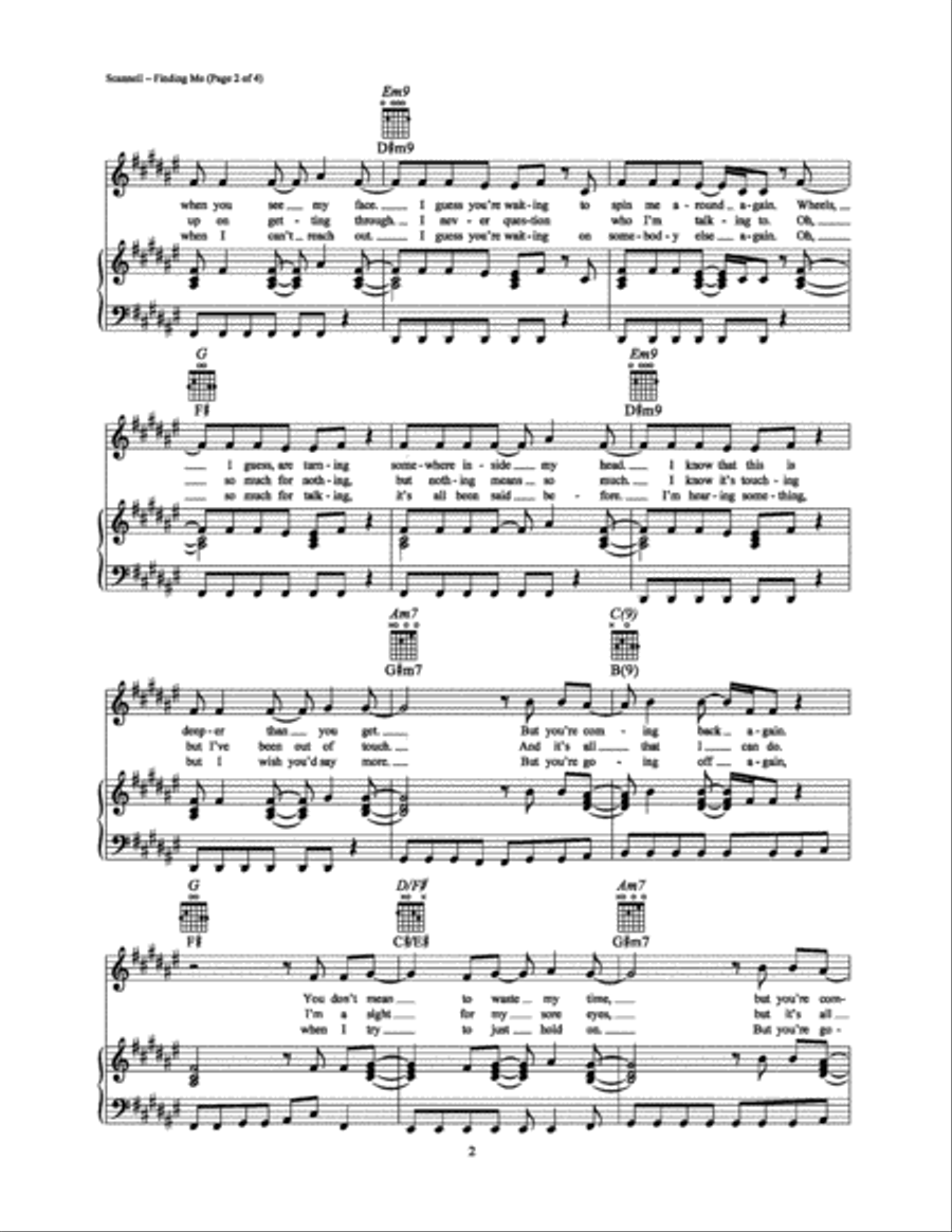 Finding Me Piano, Vocal, Guitar scores gallery preview page 2