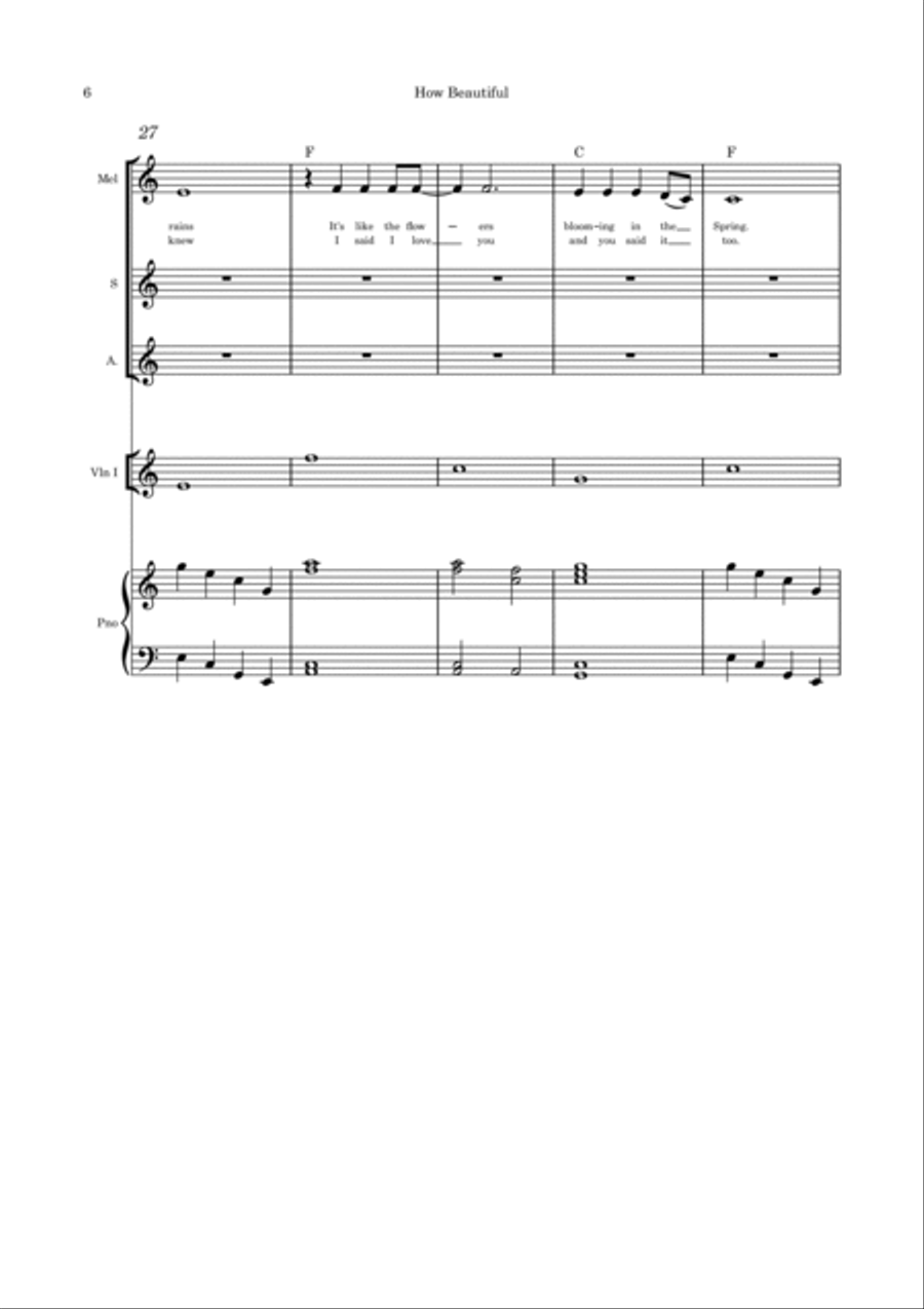 How Beautiful (Is the Love Between the Two of Us) - vocal trio, violin (parts included) and piano Guitar scores gallery preview page 6