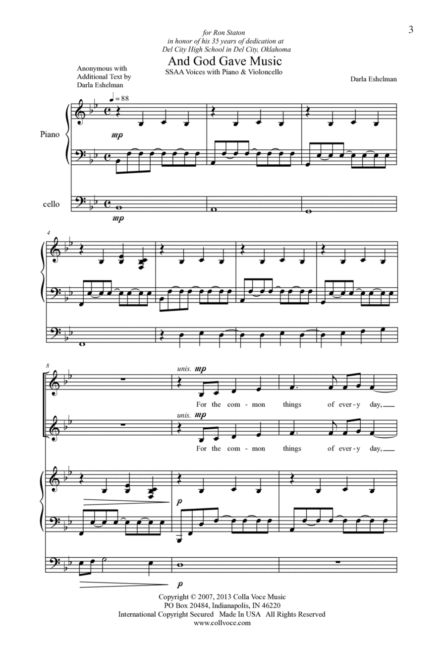 And God Gave Music SSAA scores gallery preview page 1