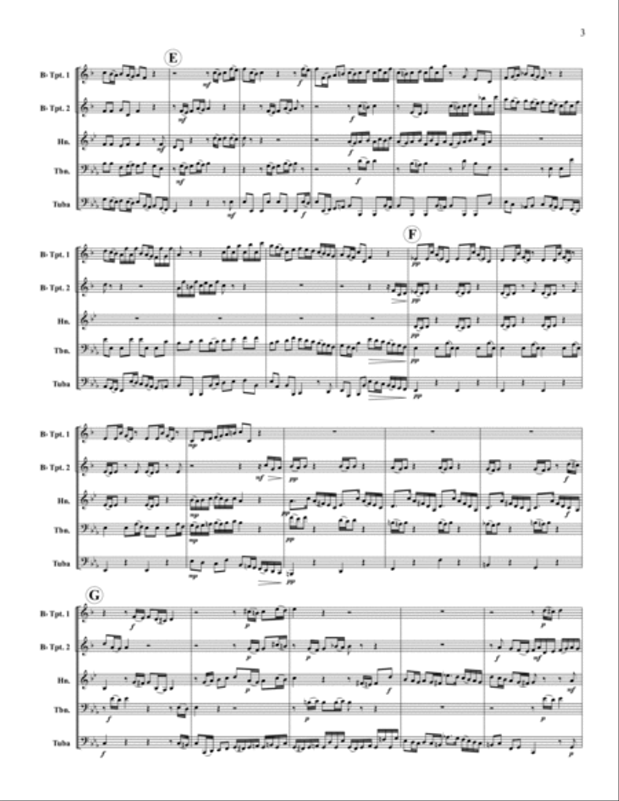 Brandenburg No. 3 Brass Quintet scores gallery preview page 3