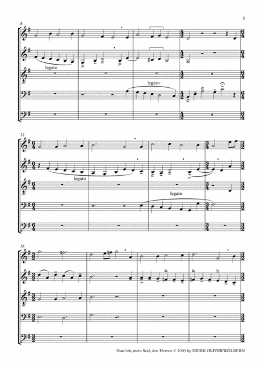 Nun lob, mein Seel, den Herren Brass Ensemble scores gallery preview page 3