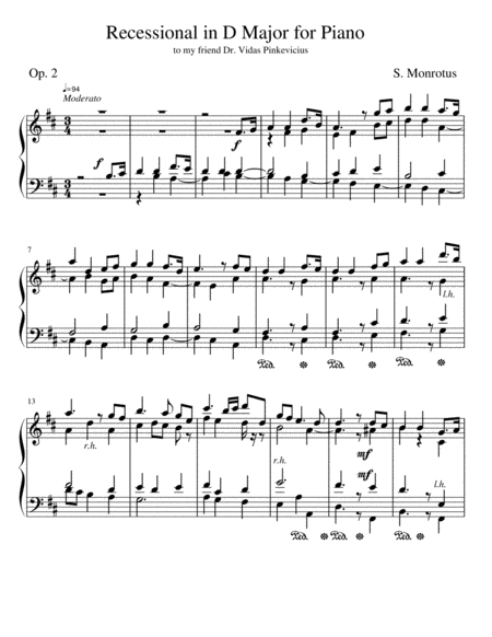 Recessional in D Major for Piano image number null