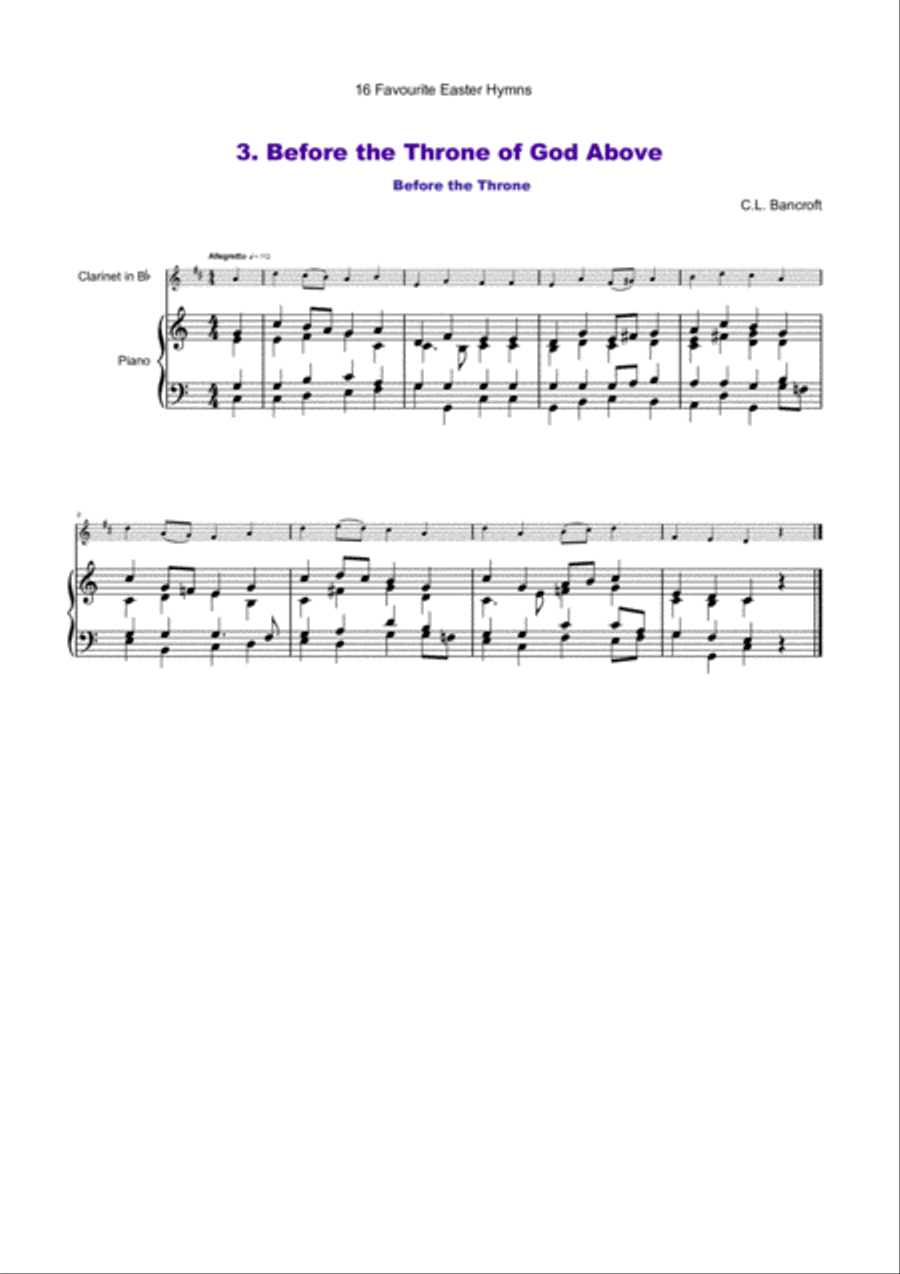 16 Favourite Easter Hymns for Solo Clarinet and Piano Clarinet Solo scores gallery preview page 4