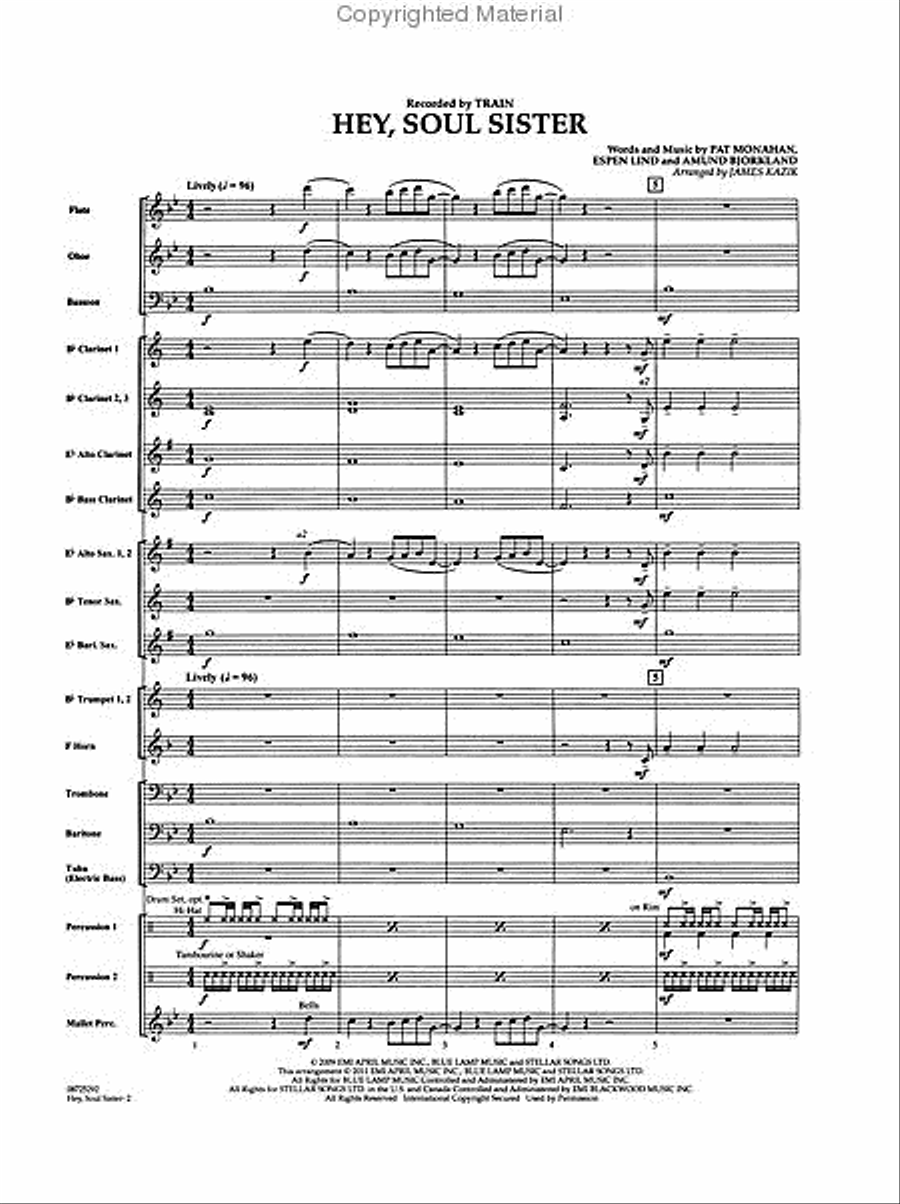 Hey, Soul Sister Hey, Soul Sister Concert Band scores gallery preview page 2