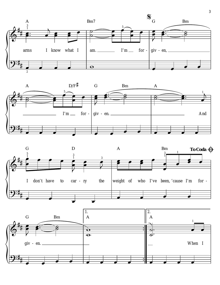 Forgiven Easy Piano scores gallery preview page 3