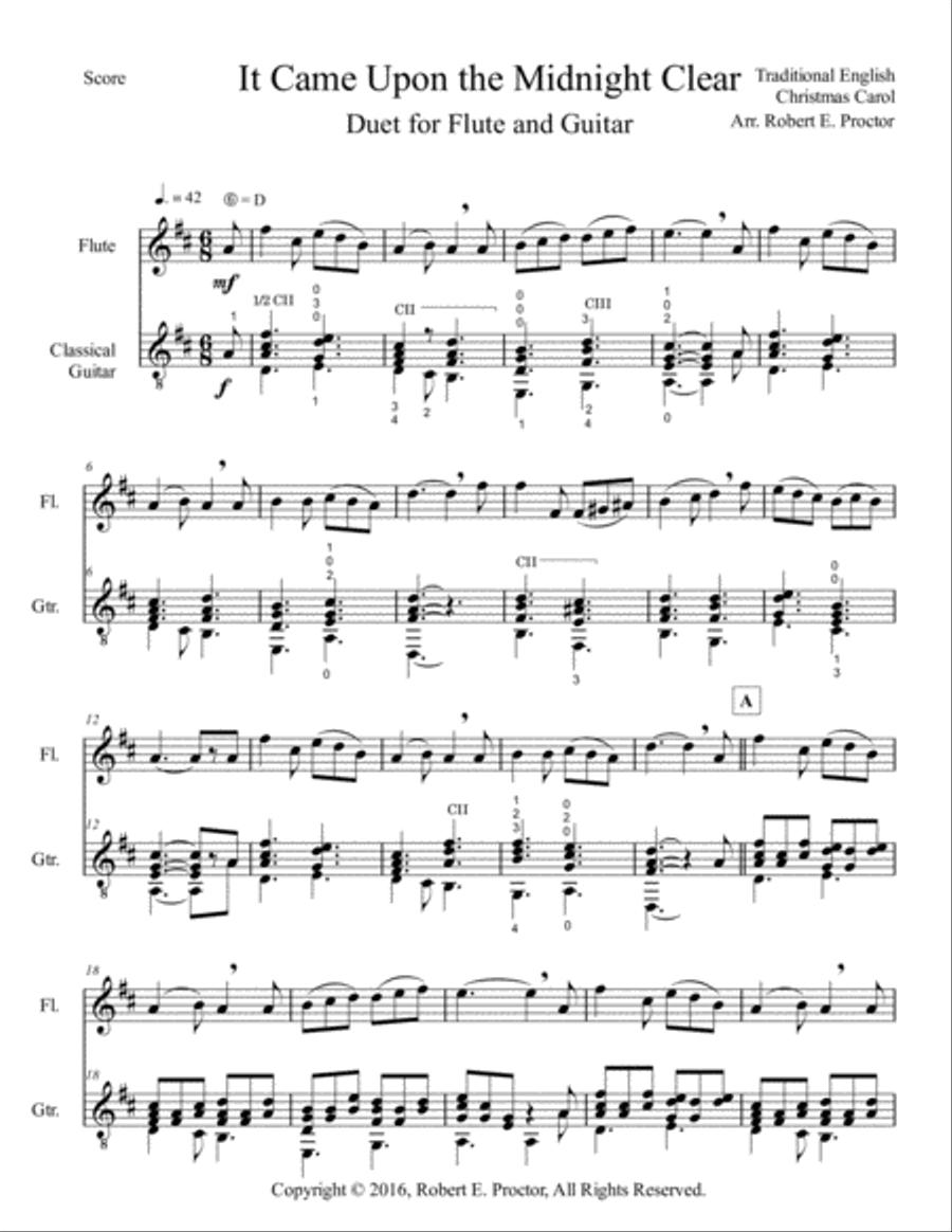 It Came Upon a Midnight Clear - Duet for Flute and Guitar Small Ensemble scores gallery preview page 1