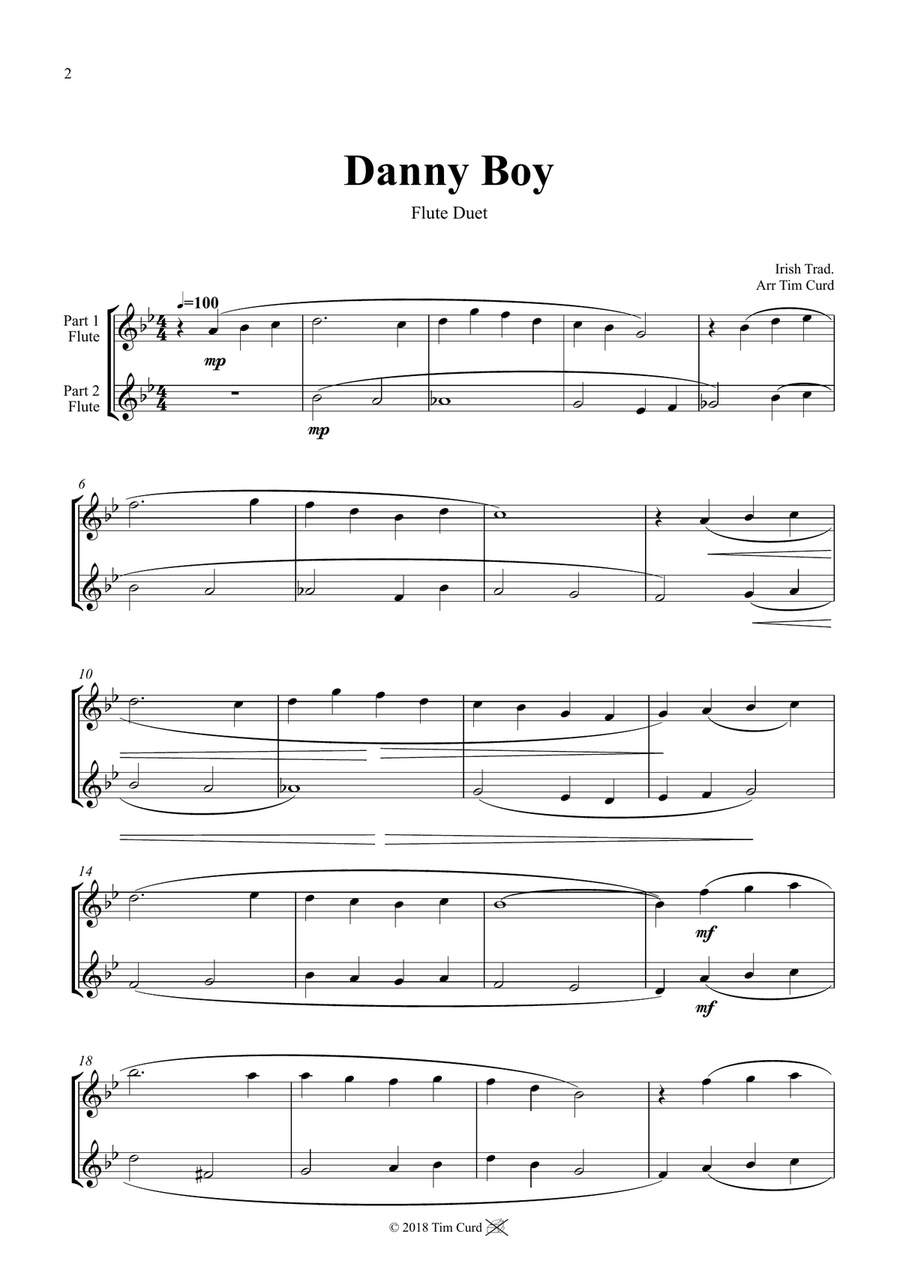 Danny Boy for Flute duet Flute Duet scores gallery preview page 2