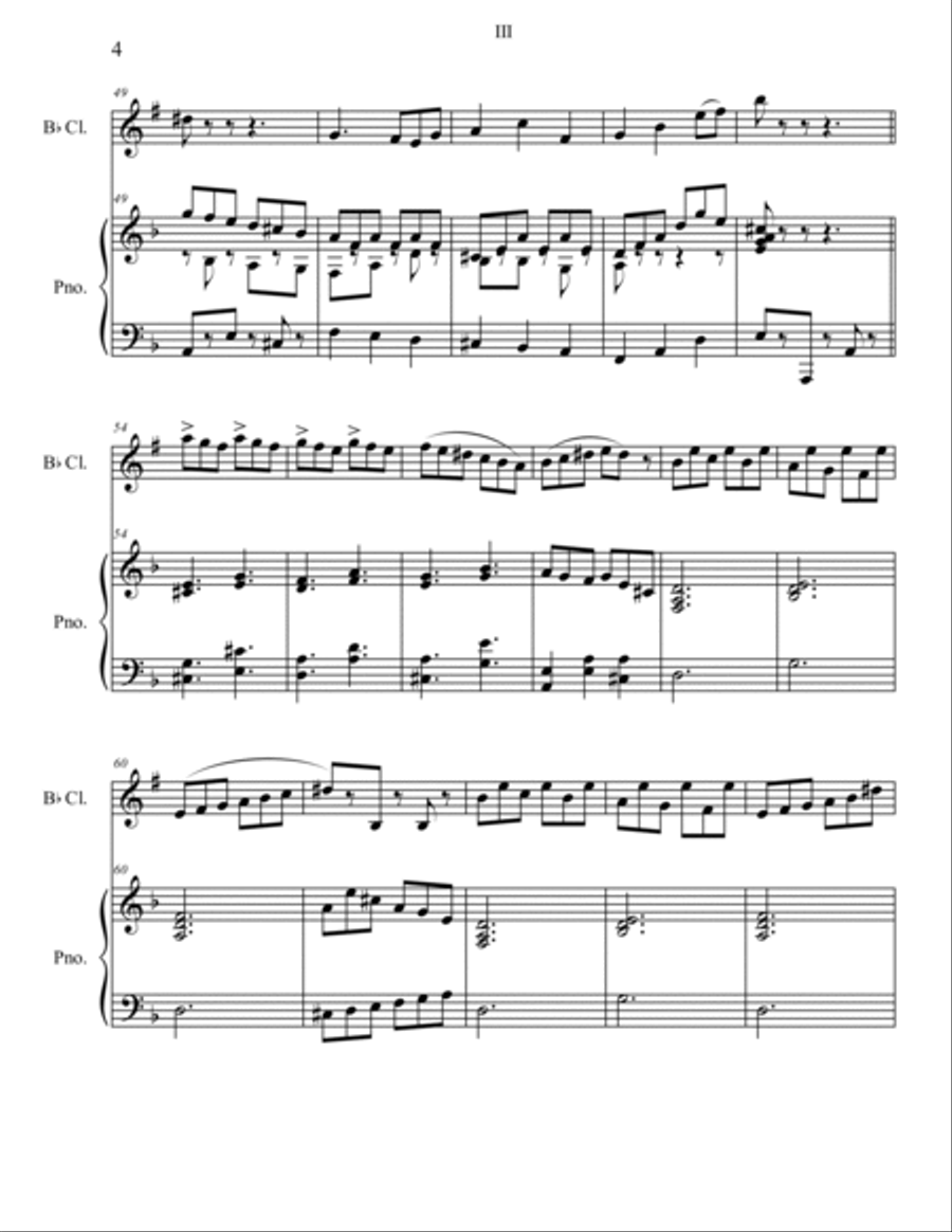 Rhapsody for Clarinet and Piano No.1 Mvt. III Clarinet Solo scores gallery preview page 4