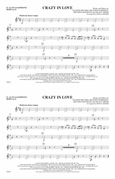 Crazy In Love: E-flat Alto Saxophone