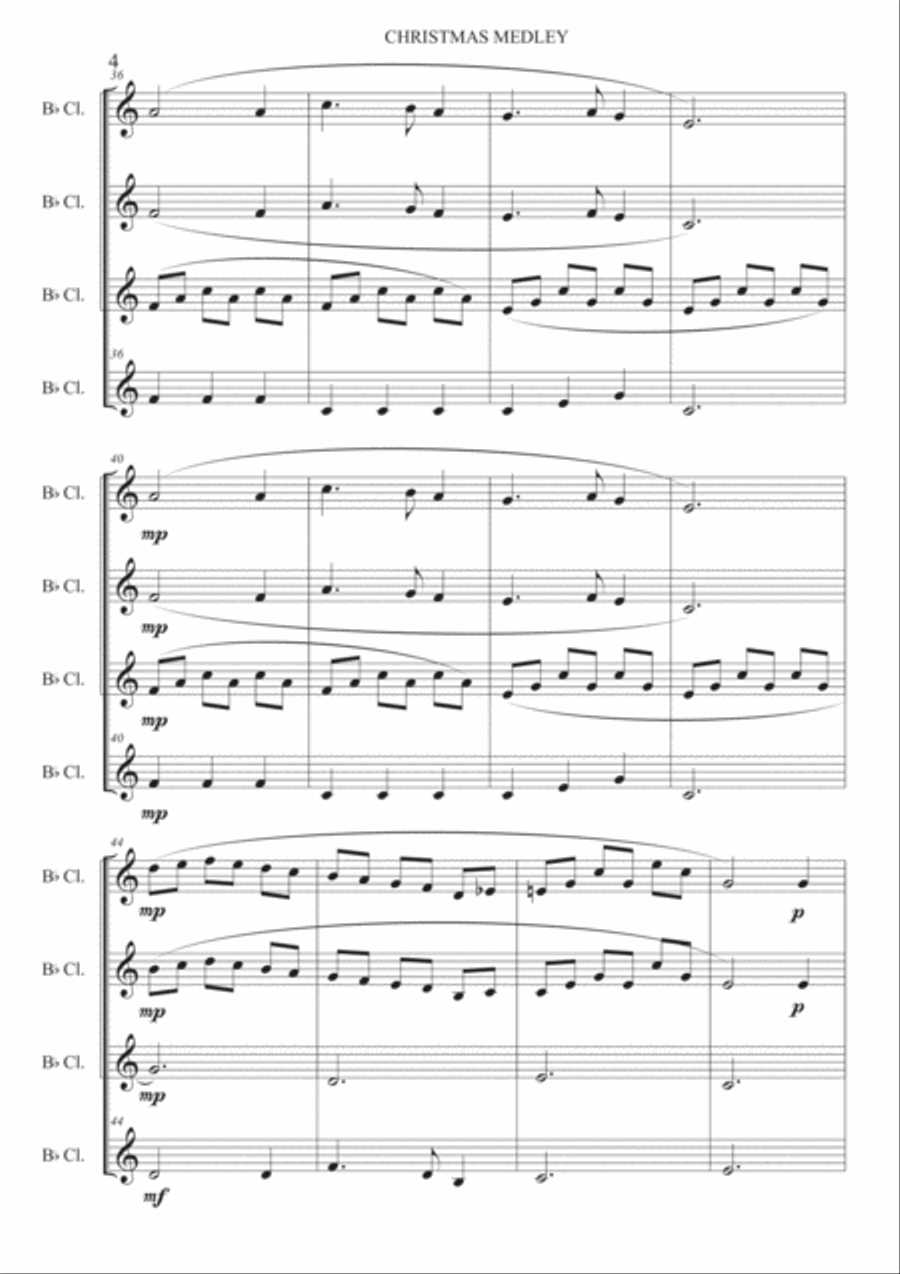 Christmas medley - Clarinet quartet Clarinet Quartet scores gallery preview page 4