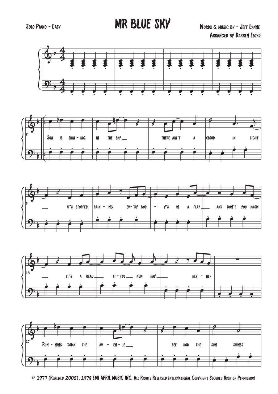 Mr. Blue Sky Piano Solo scores gallery preview page 1