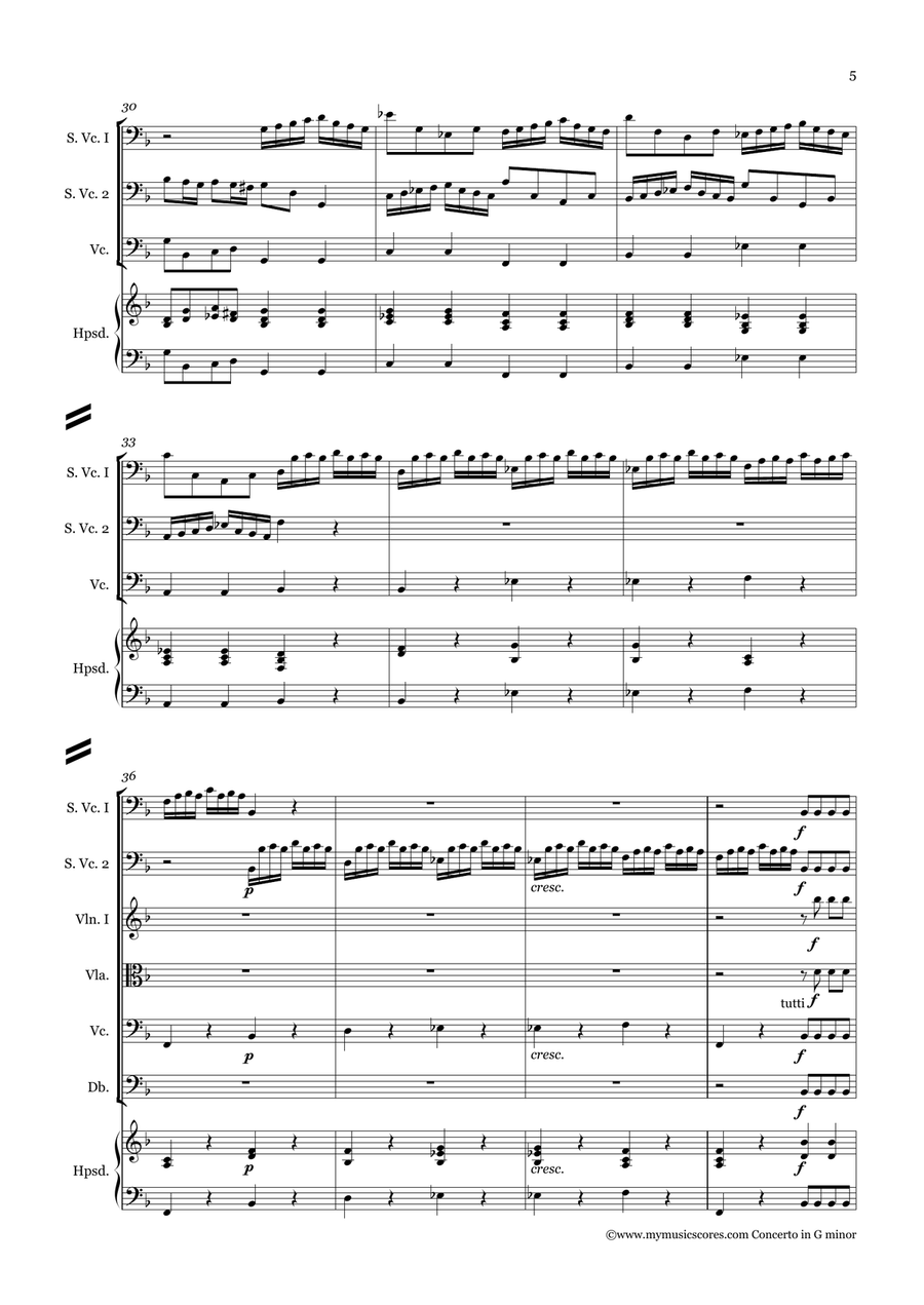 Vivaldi Concerto for 2 Cellos and String Orchestra in G minor RV. 531 String Orchestra scores gallery preview page 6