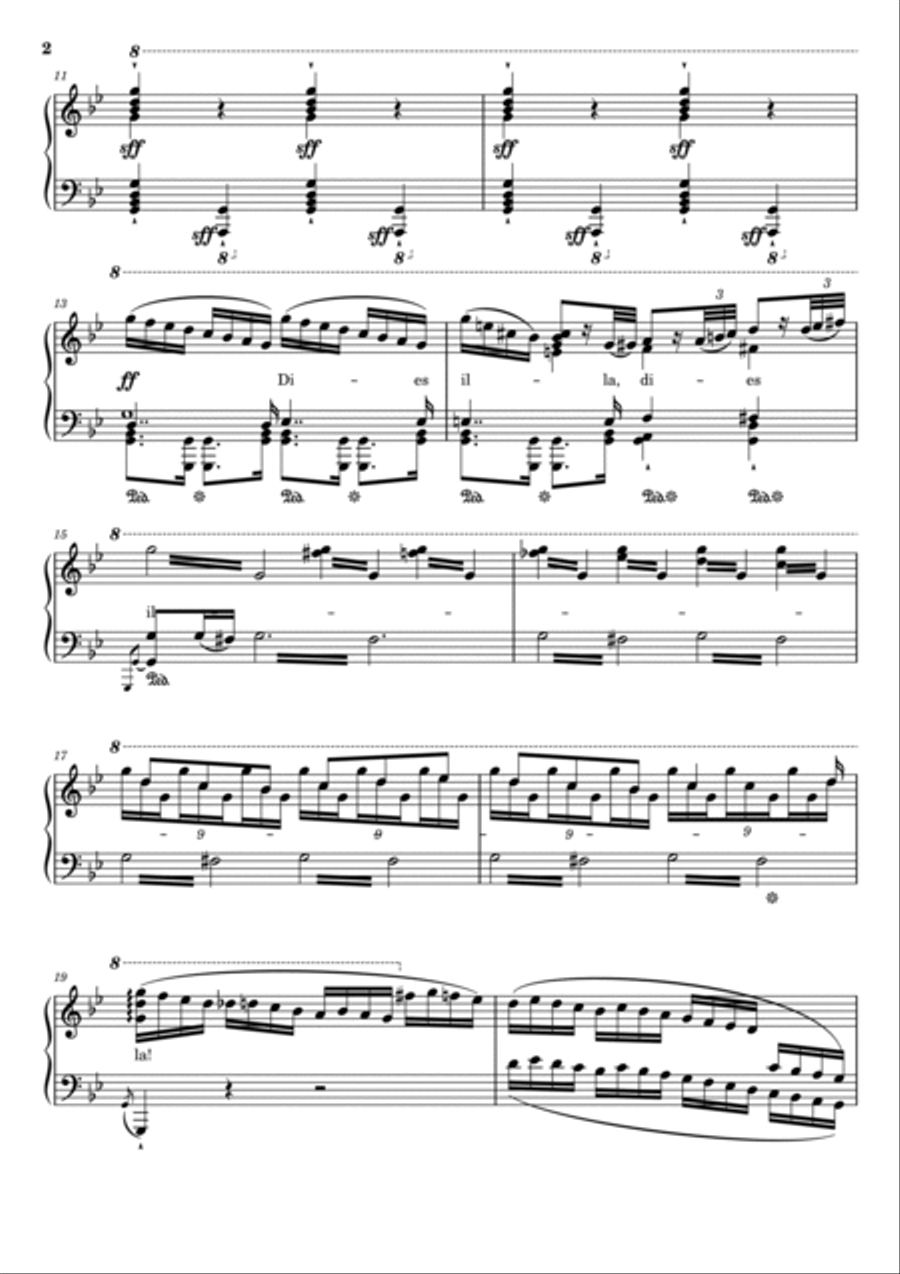 Verdi - Dies Irae et Tuba Mirum - Messa da Requiem - For Piano Solo Original Piano Solo scores gallery preview page 2