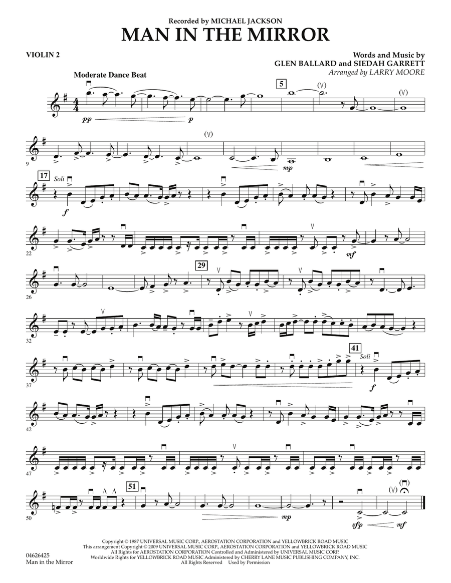 Man in the Mirror - Violin 2 Orchestra scores gallery preview page 1
