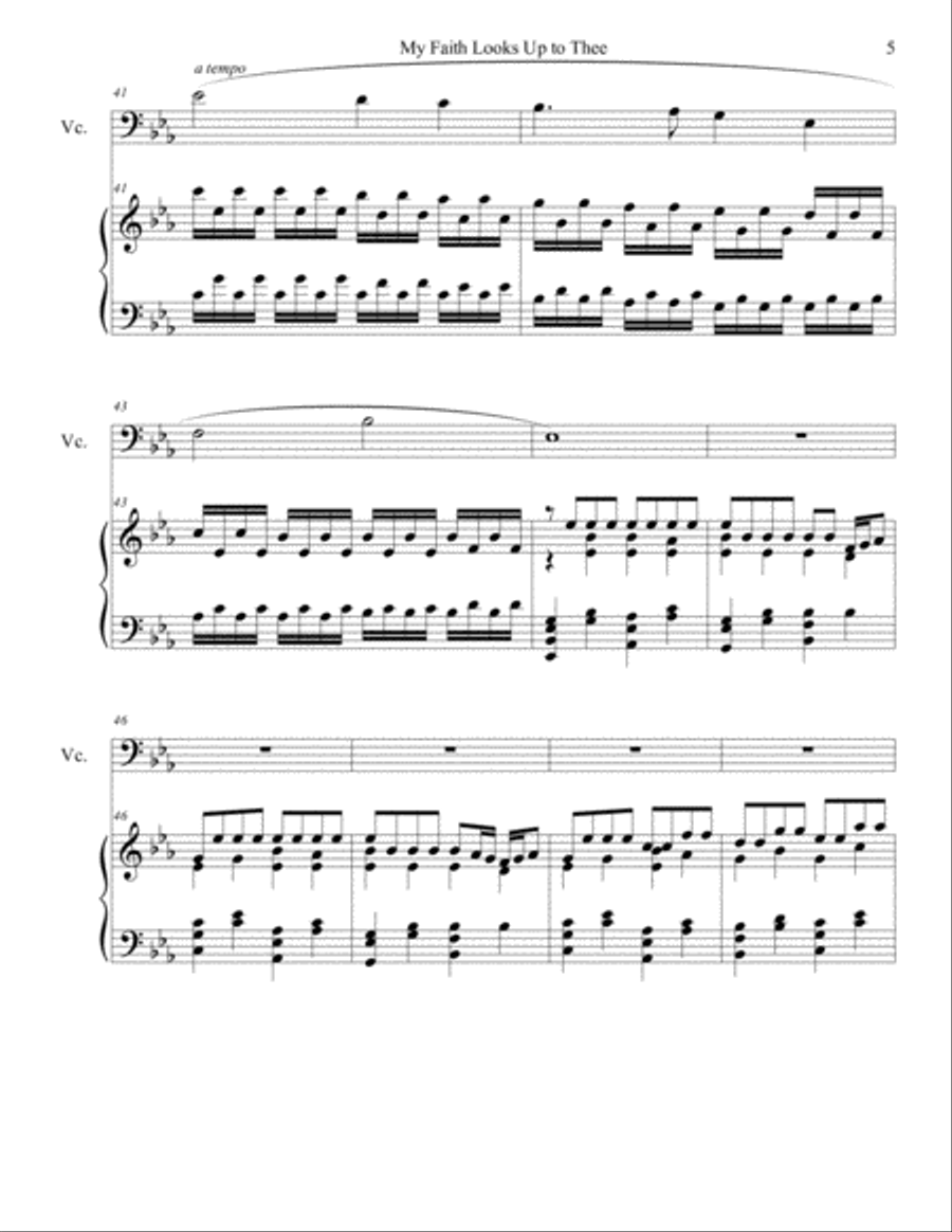 My Faith Looks Up to Thee (cello/piano), arr. Brenda Portman Piano scores gallery preview page 5