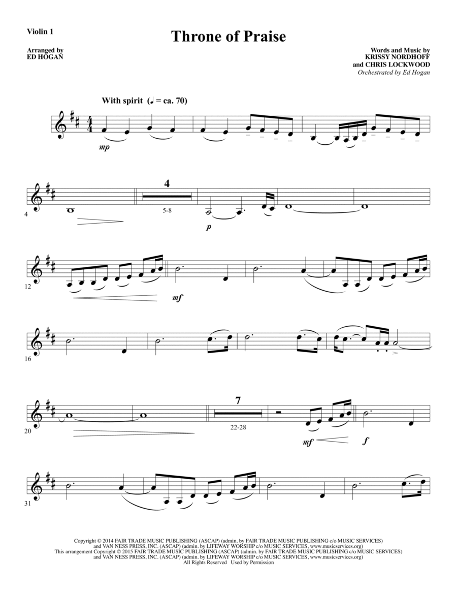 Throne of Praise - Violin 1 Choir scores gallery preview page 1