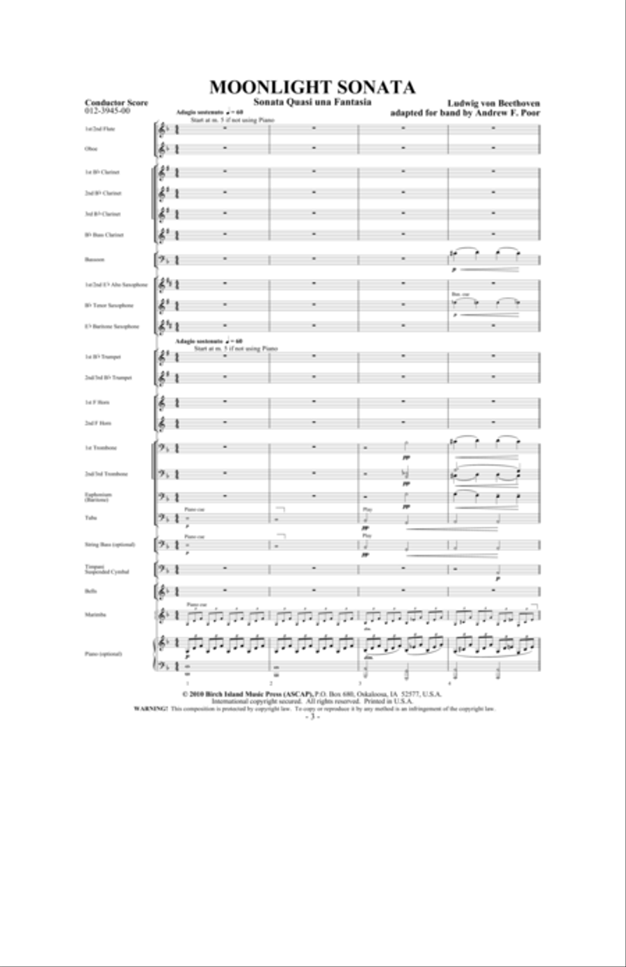 Moonlight Sonata Concert Band scores gallery preview page 2