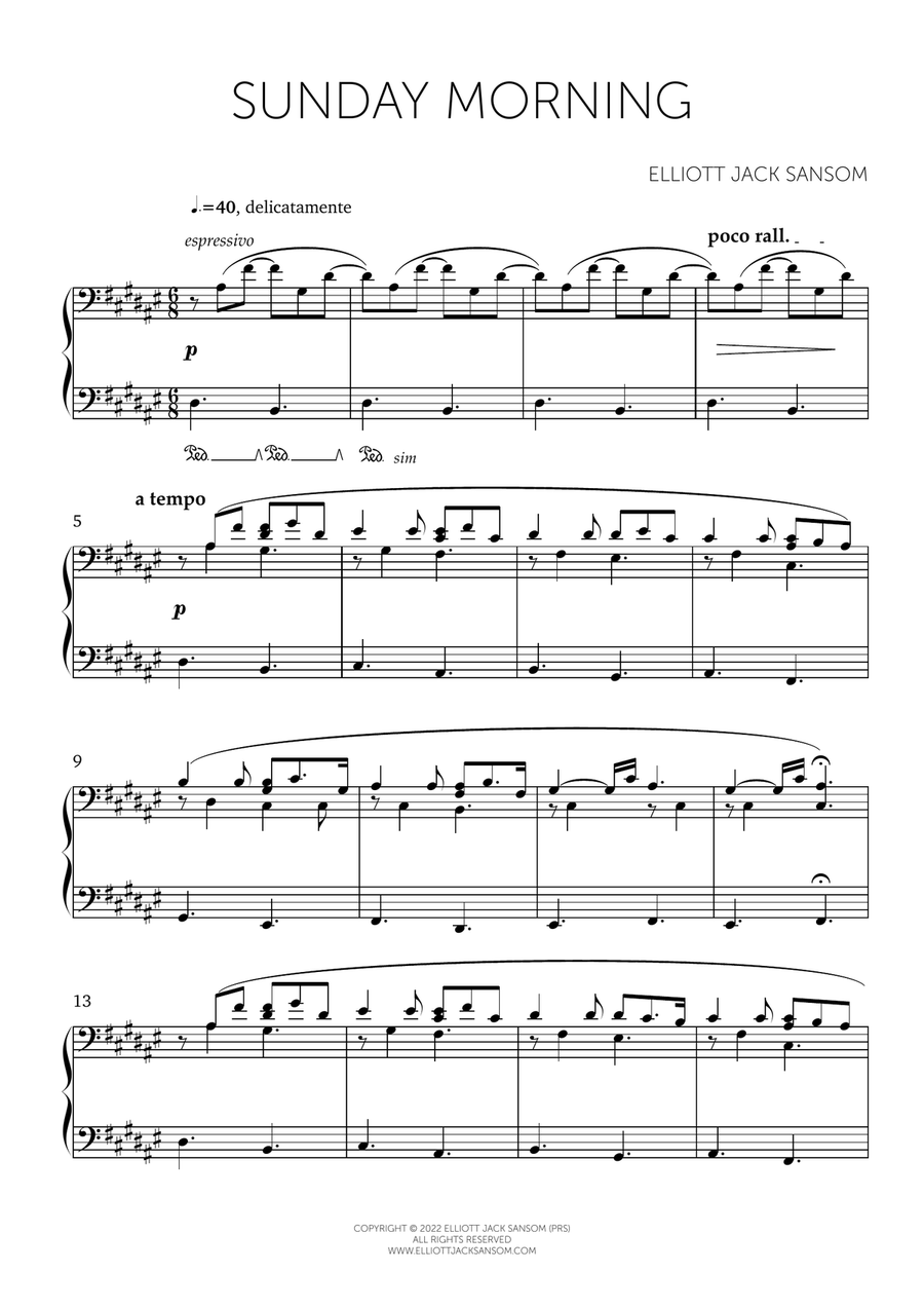 Sunday Morning Piano Solo scores gallery preview page 1