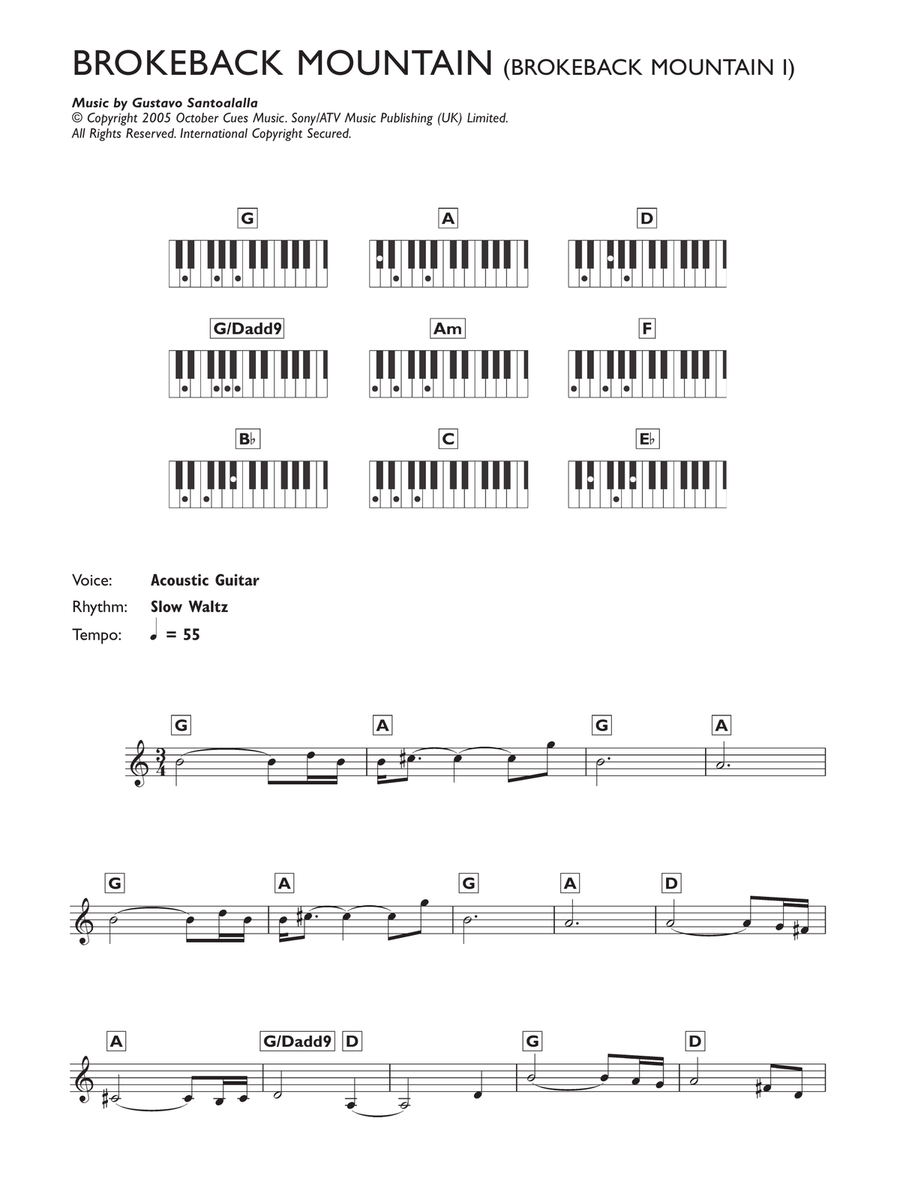Theme from Brokeback Mountain Piano Solo scores gallery preview page 1