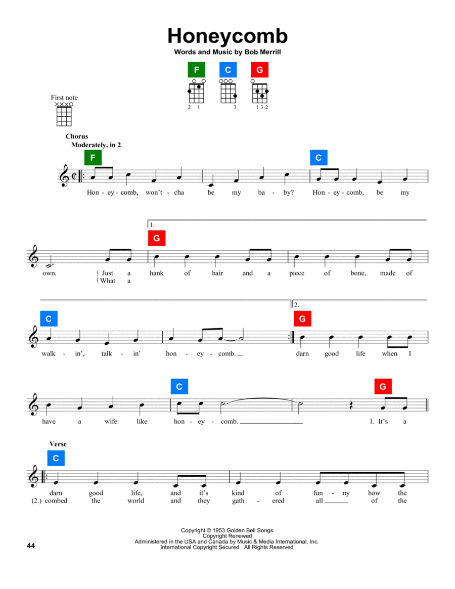 Honeycomb Honeycomb Ukulele scores gallery preview page 1