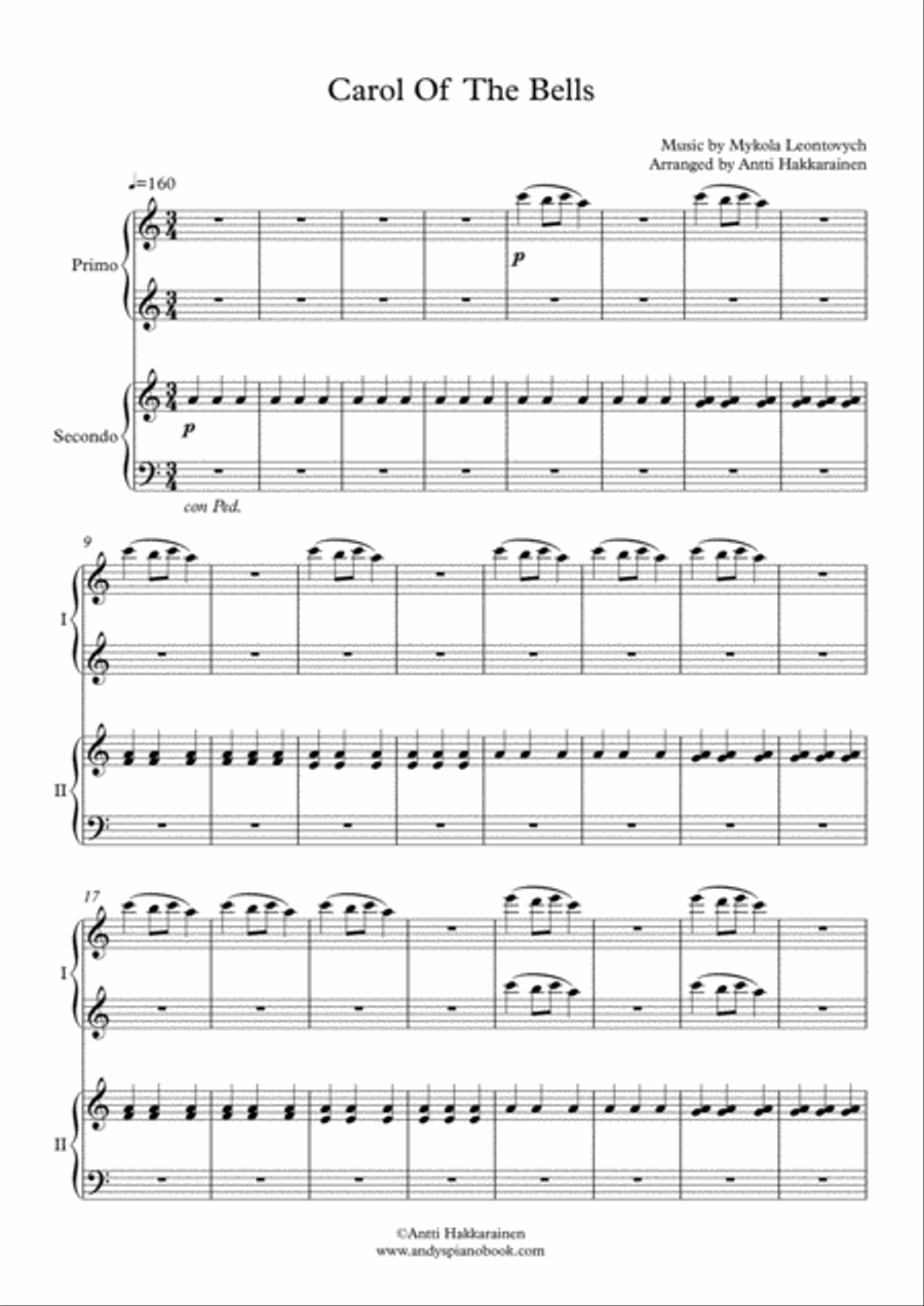 Carol Of The Bells - Piano, 4 Hands 1 Piano, 4-Hands scores gallery preview page 2