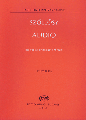 Book cover for Addio per violino principale e 9 archi