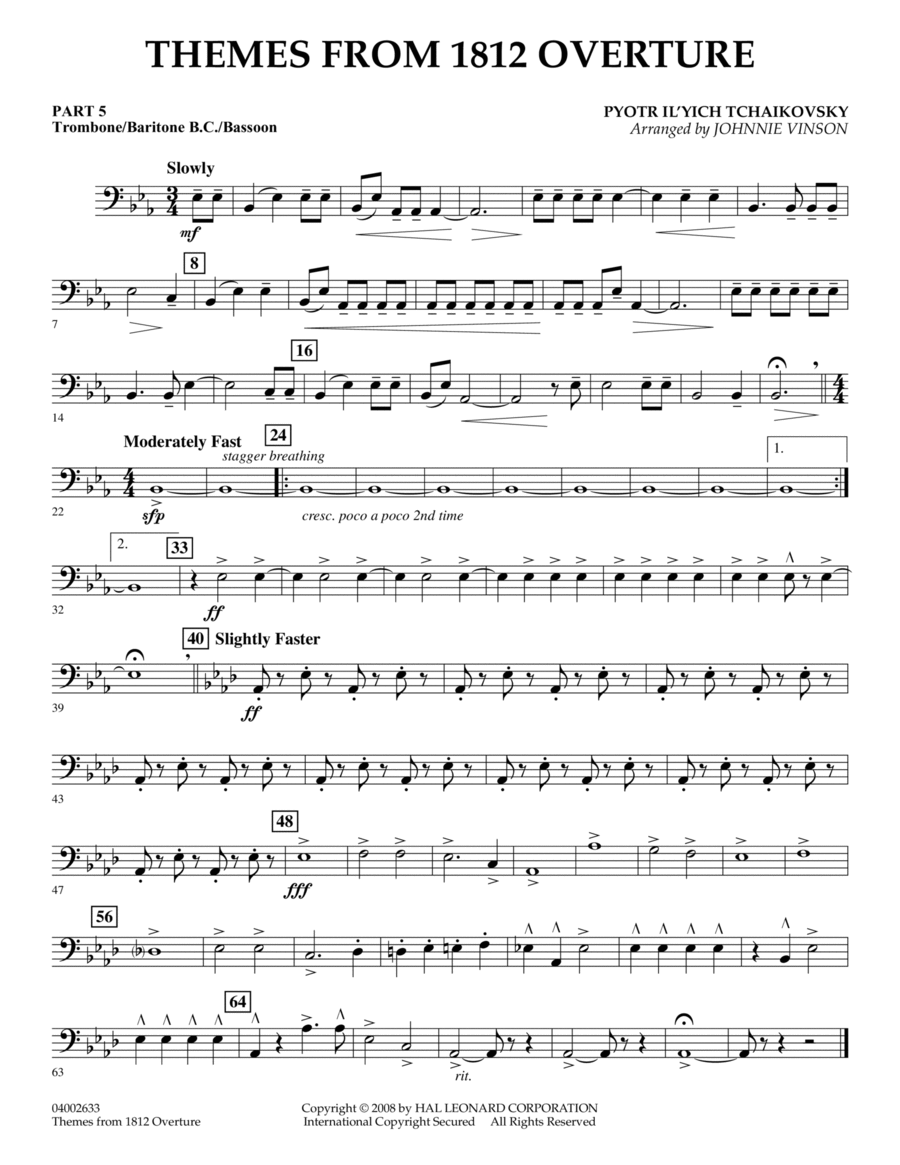 Themes from 1812 Overture - Pt.5 - Trombone/Bar. B.C./Bsn. Concert Band scores gallery preview page 1