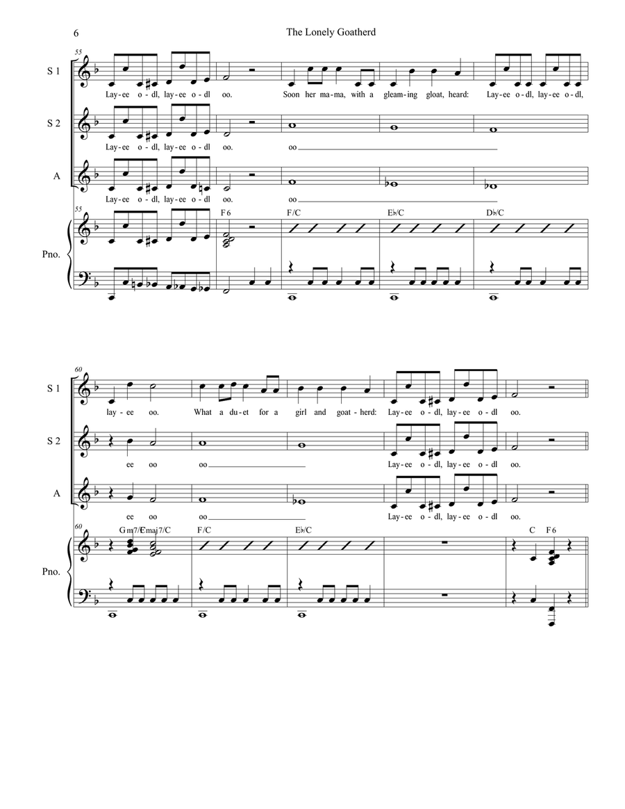 The Lonely Goatherd The Lonely Goatherd SSA scores gallery preview page 6