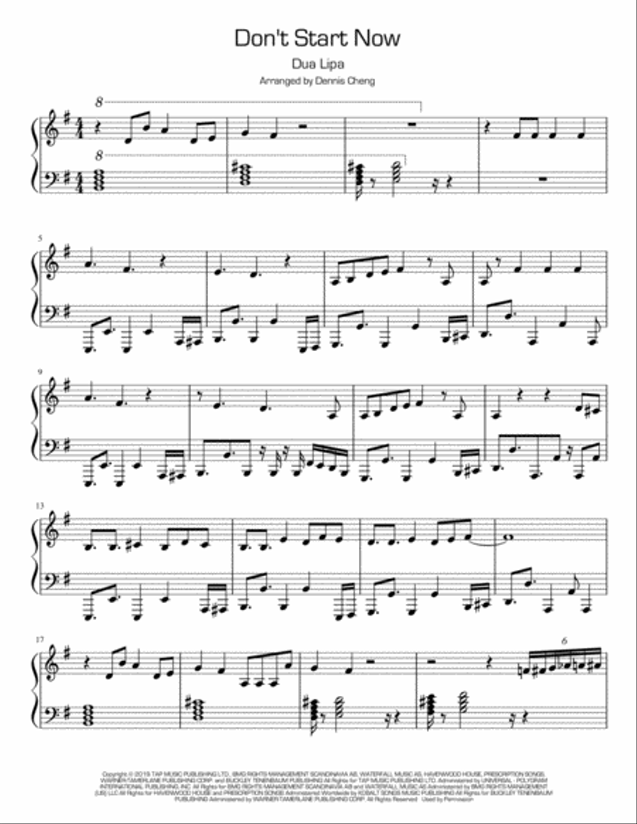 Don't Start Now Don't Start Now Piano Solo scores gallery preview page 1