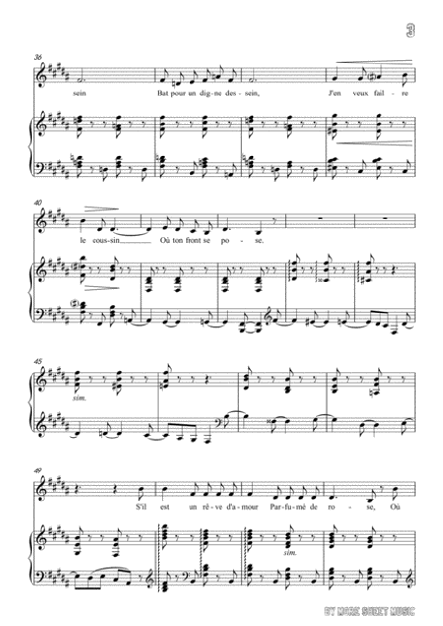 Franck-S'il est un charmant gazon in B Major,for voice and piano Voice Solo scores gallery preview page 5