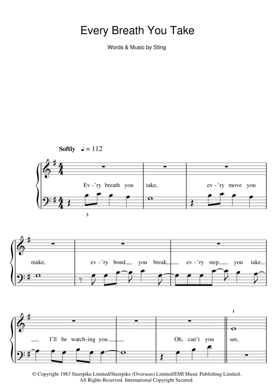 Every Breath You Take Every Breath You Take Piano scores gallery preview page 1
