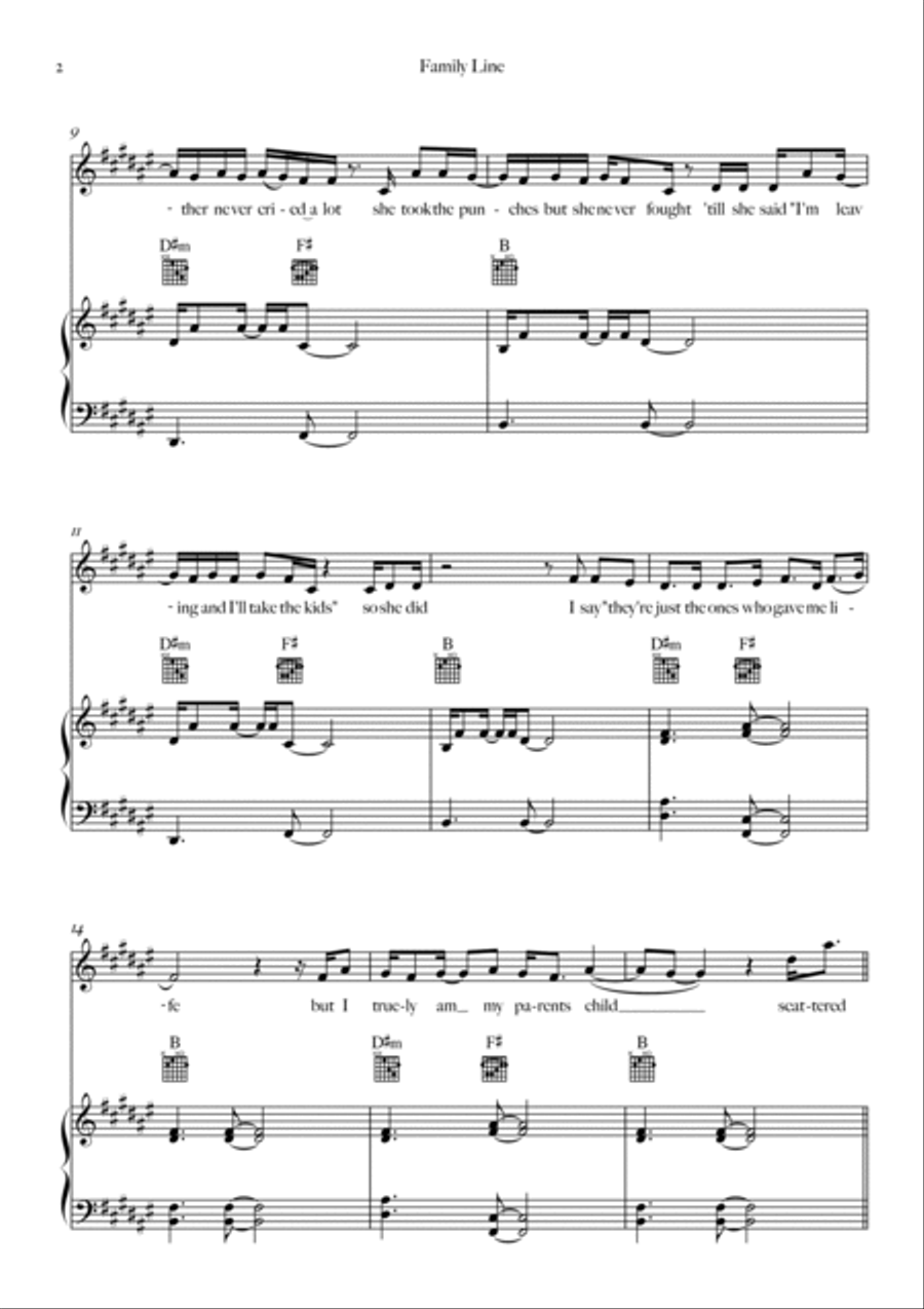 Family Line Piano, Vocal, Guitar scores gallery preview page 2